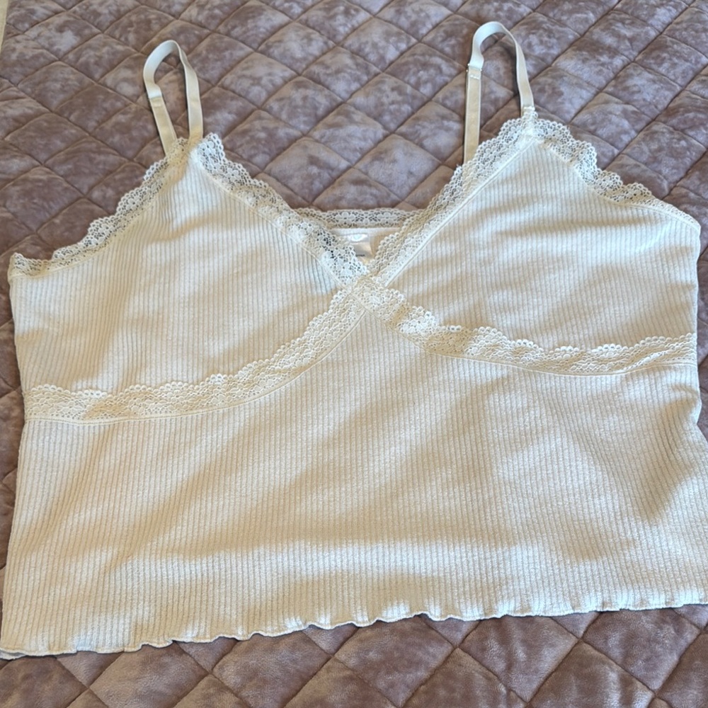 H&M Cream Lace Trim Cami Top